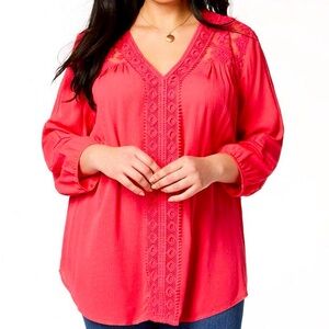 JohnPaulRichard Crocheted & Embroidered Oversized Cottage Boho Blouse Sz Small